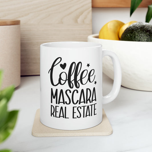 Coffee Mascara Real Estate Ceramic Mug, 11oz