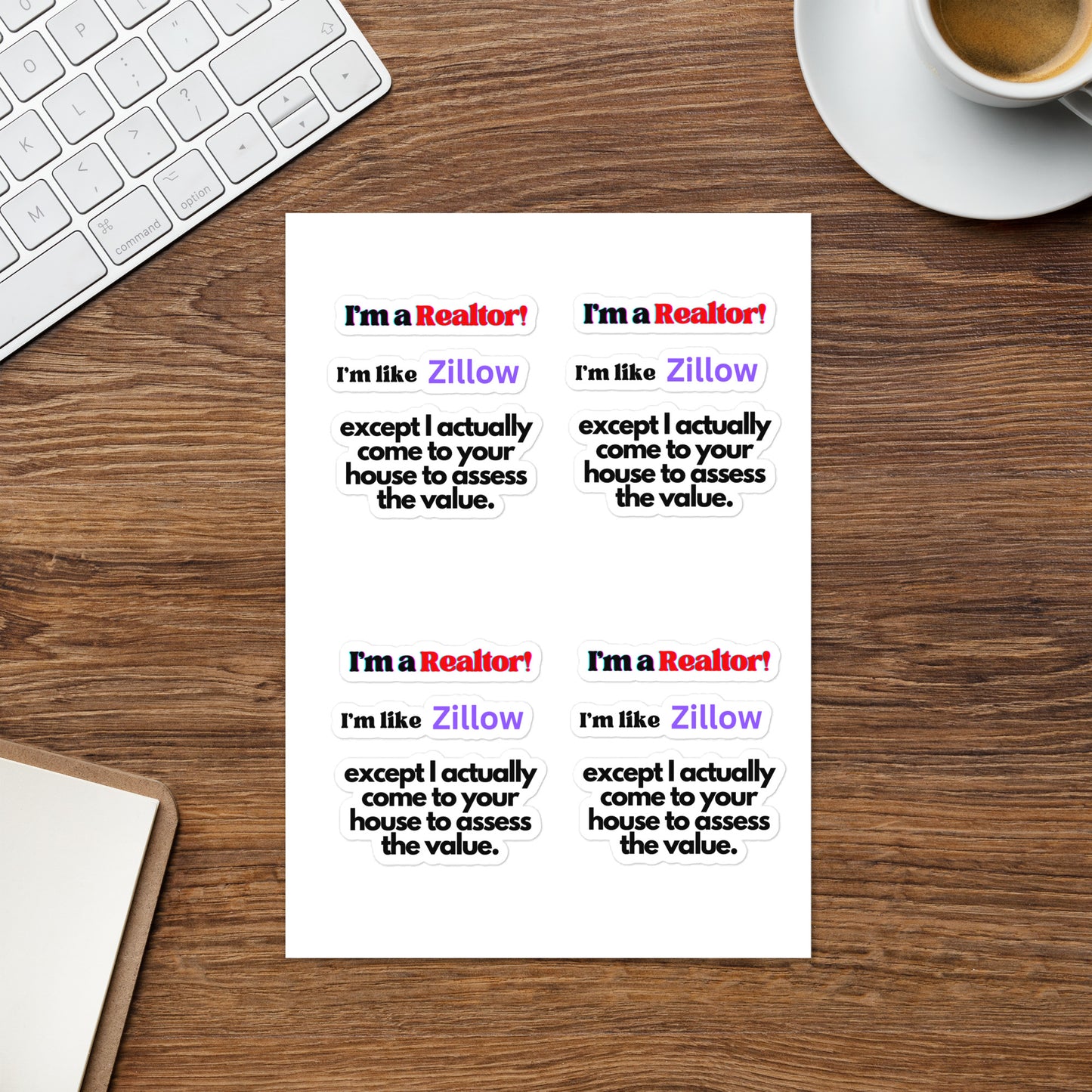 I'm a Realtor Like Zillow 4-Count Sticker sheet